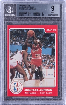 1985 Star All-Rookie Team #2 Michael Jordan Rookie Card - BGS MINT 9